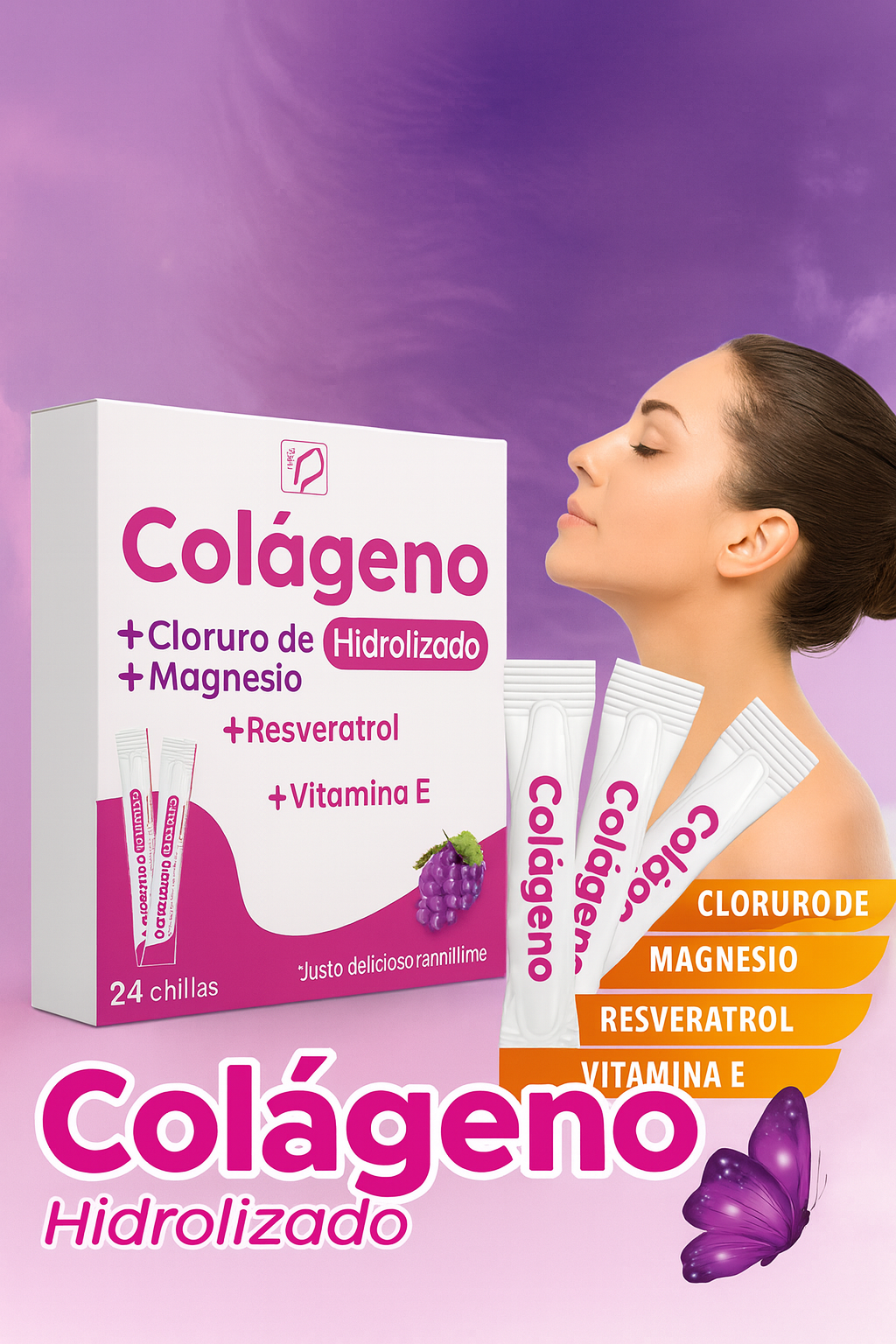 Colageno Hidrolizado + Cloruro de Magnesio + Resveratrol